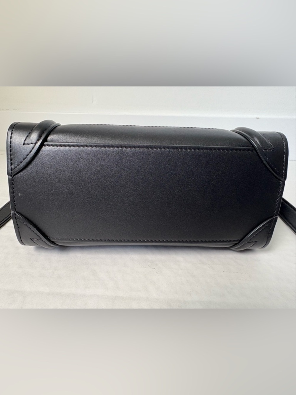 Celine Black Leather Luggage Nano Top Handle Bag Crossbody Gold Hardware Zip - Picture 4 of 14